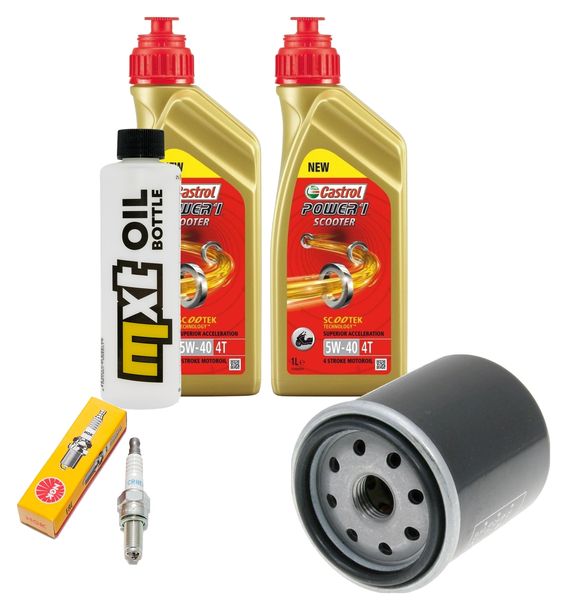 Inspektionspaket 2L 5W-40 + Ölfilter + 1x Zündkerze für Piaggio Carnaby Beverly MP3 Yourban 300 ccm
