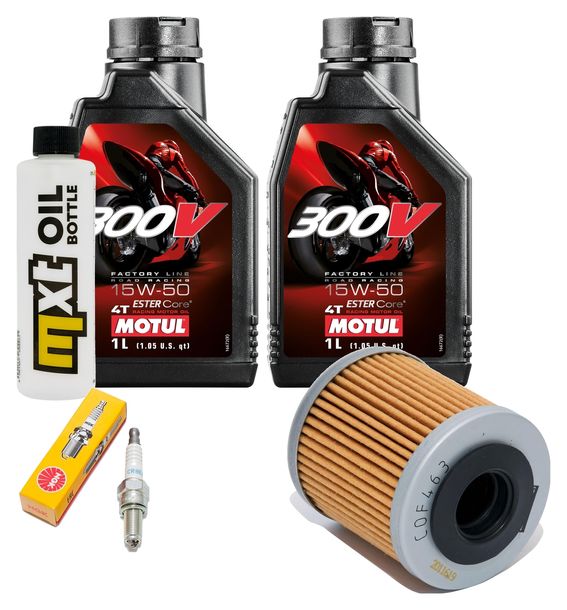 Kit d'inspection 2L 15W-50 + filtre à huile + 1x bougie pour Piaggio Beverly 350 ccm