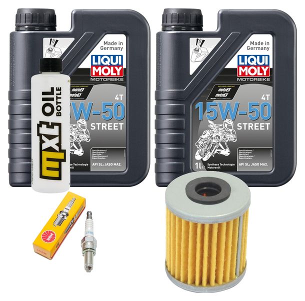 Paquete de inspección 2L 15W-50 + filtro de aceite + 1x bujía para Piaggio Beverly 350 ccm