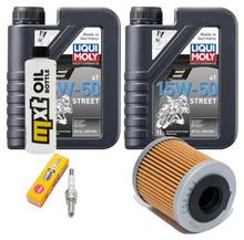 Kit d'inspection 2L 15W-50 + filtre à huile + 1x bougie pour Piaggio Beverly 350 ccm