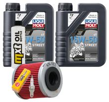 Kit d'inspection 2L 15W-50 + filtre à huile + 1x bougie pour Piaggio Beverly 350 ccm