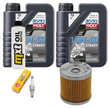 Kit d'inspection 2L 15W-50 + filtre à huile + 1x bougie pour Piaggio Beverly 350 ccm