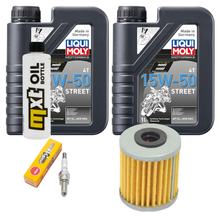 Kit d'inspection 2L 15W-50 + filtre à huile + 1x bougie pour Piaggio Beverly 350 ccm