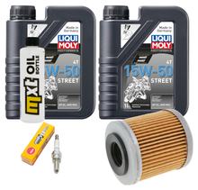 Kit d'inspection 2L 15W-50 + filtre à huile + 1x bougie pour Piaggio Beverly 350 ccm