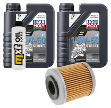 Kit d'inspection 2L 15W-50 + filtre à huile + 1x bougie pour Piaggio Beverly 350 ccm