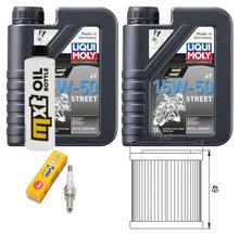 Kit d'inspection 2L 15W-50 + filtre à huile + 1x bougie pour Piaggio Beverly 350 ccm