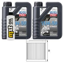 Kit d'inspection 2L 15W-50 + filtre à huile + 1x bougie pour Piaggio Beverly 350 ccm