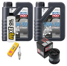 Kit d'inspection 2L 15W-50 + filtre à huile + 1x bougie pour Piaggio X10 350 ccm