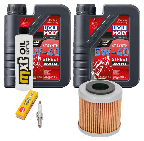 Inspektionspaket 2L 5W-40 + Ölfilter + 1x Zündkerze für Piaggio Beverly 400 ccm