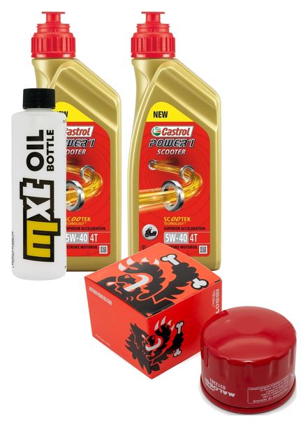 Pacchetto di ispezione 2L 5W-40 + filtro olio + 1x candela per Piaggio X10 500 ccm