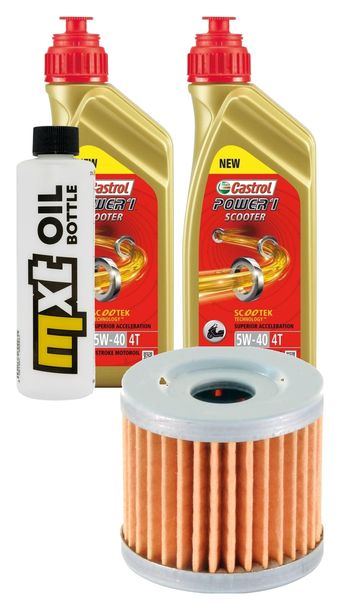 Pacchetto di ispezione 2L 5W-40 + filtro olio + 1x candela per Suzuki UX Sixteen 125 ccm