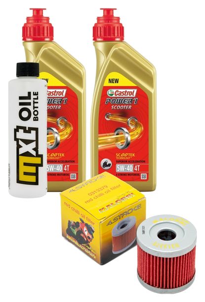 Pacchetto di ispezione 2L 5W-40 + filtro olio + 1x candela per Suzuki UX Sixteen 125 ccm