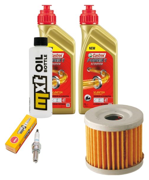 Inspektionspaket 2L 5W-40 + Ölfilter + 1x Zündkerze für Suzuki UX Sixteen 125 ccm