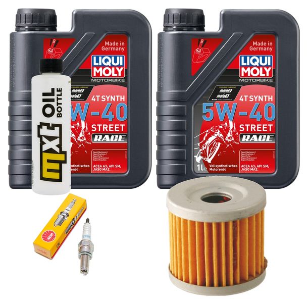 Inspektionspaket 2L 5W-40 + Ölfilter + 1x Zündkerze für Suzuki UX Sixteen 125 ccm