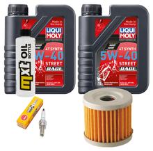 Paquete de inspección 2L 5W-40 + filtro de aceite + 1x bujía para Suzuki UX Sixteen 125 ccm