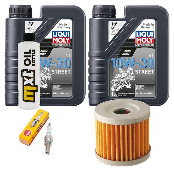Inspektionspaket 2L 10W-30 + Ölfilter + 1x Zündkerze für Suzuki UH Burgman 125 ccm Bj. 2002