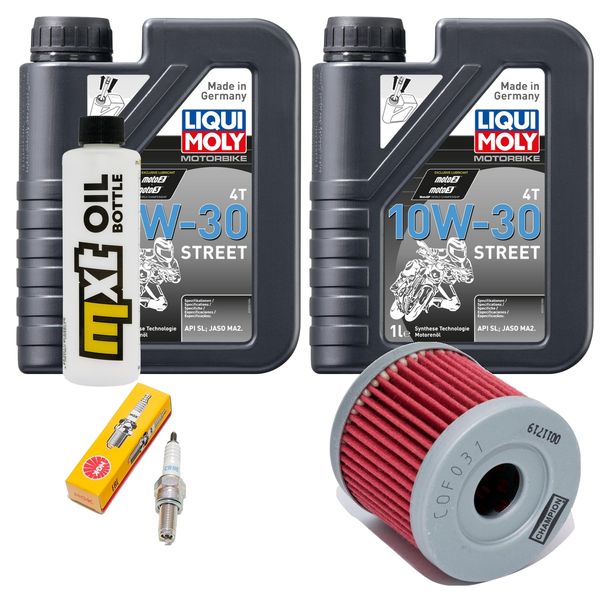 Inspektionspaket 2L 10W-30 + Ölfilter + 1x Zündkerze für Suzuki UH Burgman 125 ccm Bj. 2002
