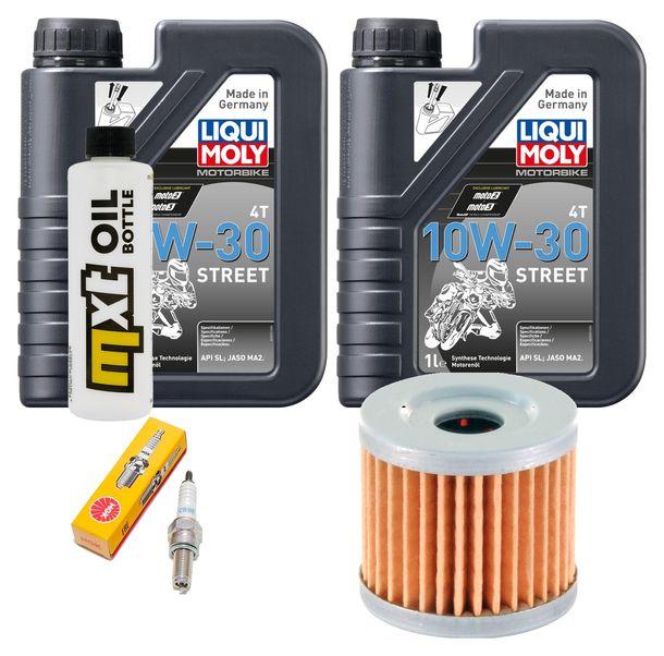 Inspektionspaket 2L 10W-30 + Ölfilter + 1x Zündkerze für Suzuki UH Burgman 125 ccm Bj. 2002