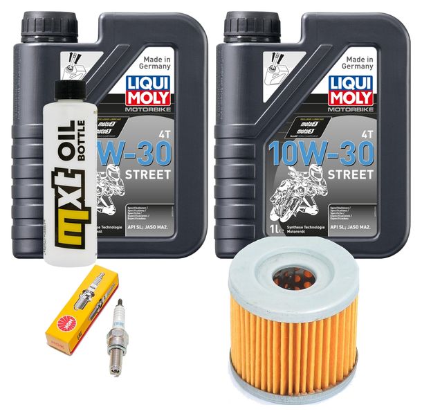 Inspektionspaket 2L 10W-30 + Ölfilter + 1x Zündkerze für Suzuki UH Burgman 125 ccm Bj. 2007