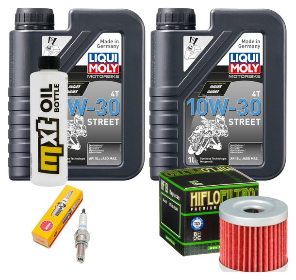 Kit d'inspection 2L 10W-30 + filtre à huile + 1x bougie d'allumage pour Suzuki UH G Burgman 125 ccm Année 2013