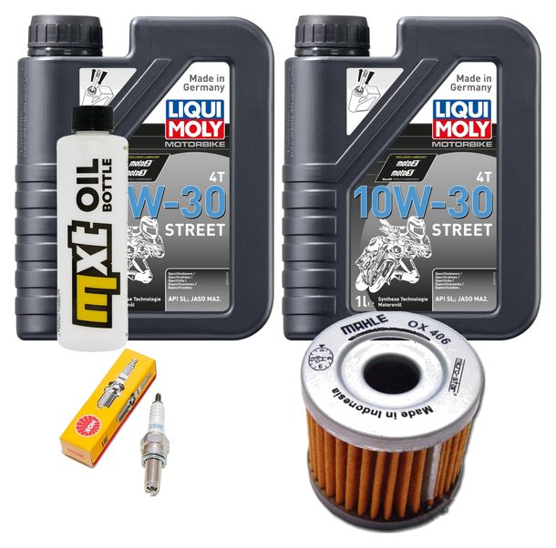 Pacchetto di ispezione 2L 10W-30 + filtro olio + 1x candela per Suzuki UH G Burgman 125 ccm Anno 2013
