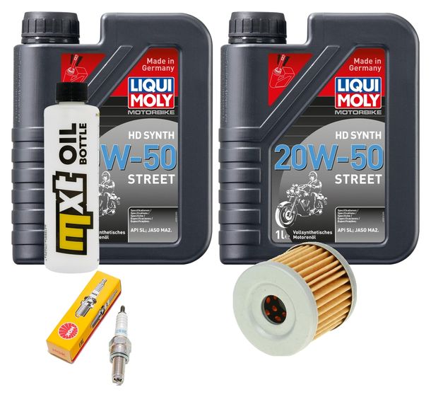 Inspektionspaket 2L 20W-50 + Ölfilter + 1x Zündkerze für Suzuki UH Burgman 200 ccm Bj. 2007