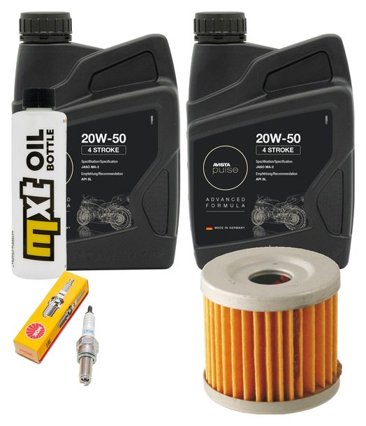 Inspektionspaket 2L 20W-50 + Ölfilter + 1x Zündkerze für Suzuki UH Burgman 200 ccm Bj. 2007