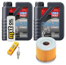 Pakiet przeglądowy 2L 20W-50 + filtr oleju + 1x świeca zapłonowa do Suzuki UH Burgman 200 ccm Rok produkcji 2007