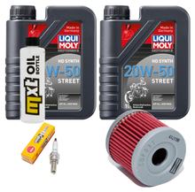 Pakiet przeglądowy 2L 20W-50 + filtr oleju + 1x świeca zapłonowa do Suzuki UH Burgman 200 ccm Rok produkcji 2007