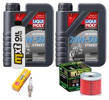 Pakiet przeglądowy 2L 20W-50 + filtr oleju + 1x świeca zapłonowa do Suzuki UH Burgman 200 ccm Rok produkcji 2007