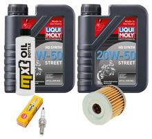 Pakiet przeglądowy 2L 20W-50 + filtr oleju + 1x świeca zapłonowa do Suzuki UH Burgman 200 ccm Rok produkcji 2007