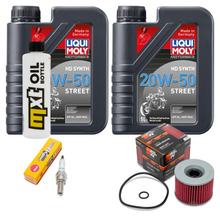 Pakiet przeglądowy 2L 20W-50 + filtr oleju + 1x świeca zapłonowa do Suzuki UH Burgman 200 ccm Rok produkcji 2007