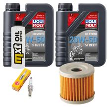 Pakiet przeglądowy 2L 20W-50 + filtr oleju + 1x świeca zapłonowa do Suzuki UH Burgman 200 ccm Rok produkcji 2007