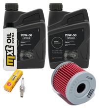 Pakiet przeglądowy 2L 20W-50 + filtr oleju + 1x świeca zapłonowa do Suzuki UH Burgman 200 ccm Rok produkcji 2007