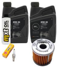 Pakiet przeglądowy 2L 20W-50 + filtr oleju + 1x świeca zapłonowa do Suzuki UH Burgman 200 ccm Rok produkcji 2007