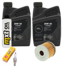 Pakiet przeglądowy 2L 20W-50 + filtr oleju + 1x świeca zapłonowa do Suzuki UH Burgman 200 ccm Rok produkcji 2007