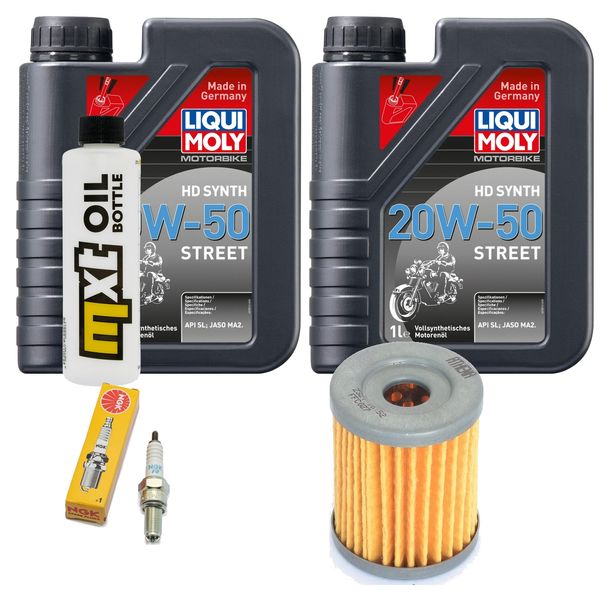 Inspektionspaket 2L 20W-50 + Ölfilter + 1x Zündkerze für Suzuki AN Burgman 250 ccm Bj. 1998