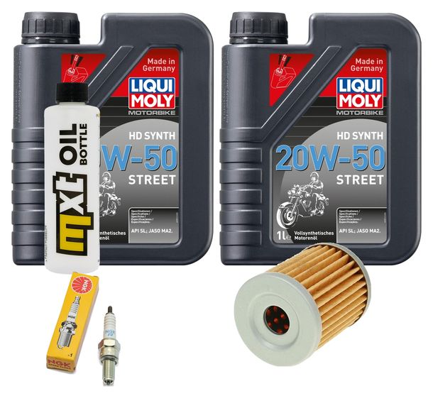 Inspektionspaket 2L 20W-50 + Ölfilter + 1x Zündkerze für Suzuki AN Burgman 250 ccm Bj. 1998