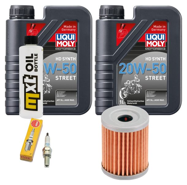 Inspektionspaket 2L 20W-50 + Ölfilter + 1x Zündkerze für Suzuki AN Burgman 250 ccm Bj. 1998