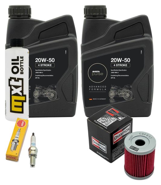 Inspektionspaket 2L 20W-50 + Ölfilter + 1x Zündkerze für Suzuki AN Burgman 250 ccm Bj. 1998