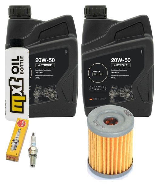 Inspektionspaket 2L 20W-50 + Ölfilter + 1x Zündkerze für Suzuki AN Burgman 250 ccm Bj. 1998