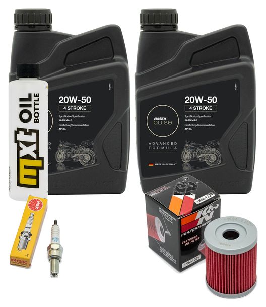 Inspektionspaket 2L 20W-50 + Ölfilter + 1x Zündkerze für Suzuki AN Burgman 250 ccm Bj. 1998
