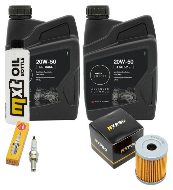 Inspektionspaket 2L 20W-50 + Ölfilter + 1x Zündkerze für Suzuki AN Burgman 250 ccm Bj. 1998