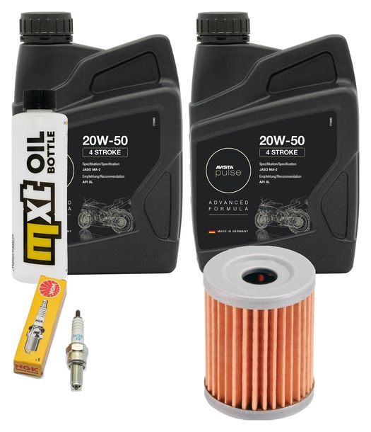 Inspektionspaket 2L 20W-50 + Ölfilter + 1x Zündkerze für Suzuki AN Burgman 250 ccm Bj. 1998