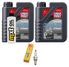 Kit d'inspection 2L 20W-50 + filtre à huile + 1x bougie pour Suzuki AN Burgman 250 ccm Année 1998