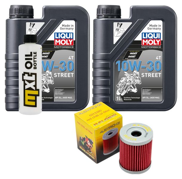 Inspektionspaket 2L 10W-30 + Ölfilter + 1x Zündkerze für Suzuki AN Burgman 400 ccm Bj. 1998 - 2003