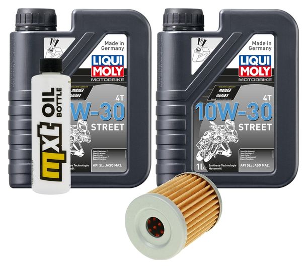 Pacchetto di ispezione 2L 10W-30 + filtro olio + 1x candela per Suzuki AN Burgman 400 ccm Anno 1998 - 2003