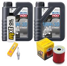 Inspektionspaket 2L 10W-30 + Ölfilter + 1x Zündkerze für Suzuki AN Burgman 400 ccm Bj. 1998 - 2003