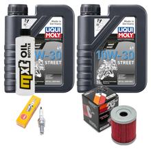 Kit d'inspection 2L 10W-30 + filtre à huile + 1x bougie d'allumage pour Suzuki AN Burgman 400 ccm Année 1998 - 2003