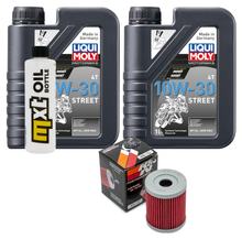 Kit d'inspection 2L 10W-30 + filtre à huile + 1x bougie d'allumage pour Suzuki AN Burgman 400 ccm Année 1998 - 2003